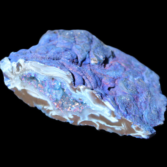 Blue dyed Agate geode 51*34*18mm 32g in sunlight - Rocks and Things Store