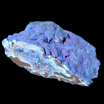 Blue dyed Agate geode 51*34*18mm 32g in sunlight - Rocks and Things Store