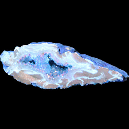Blue dyed Agate geode 51*34*18mm 32g in sunlight - Rocks and Things Store