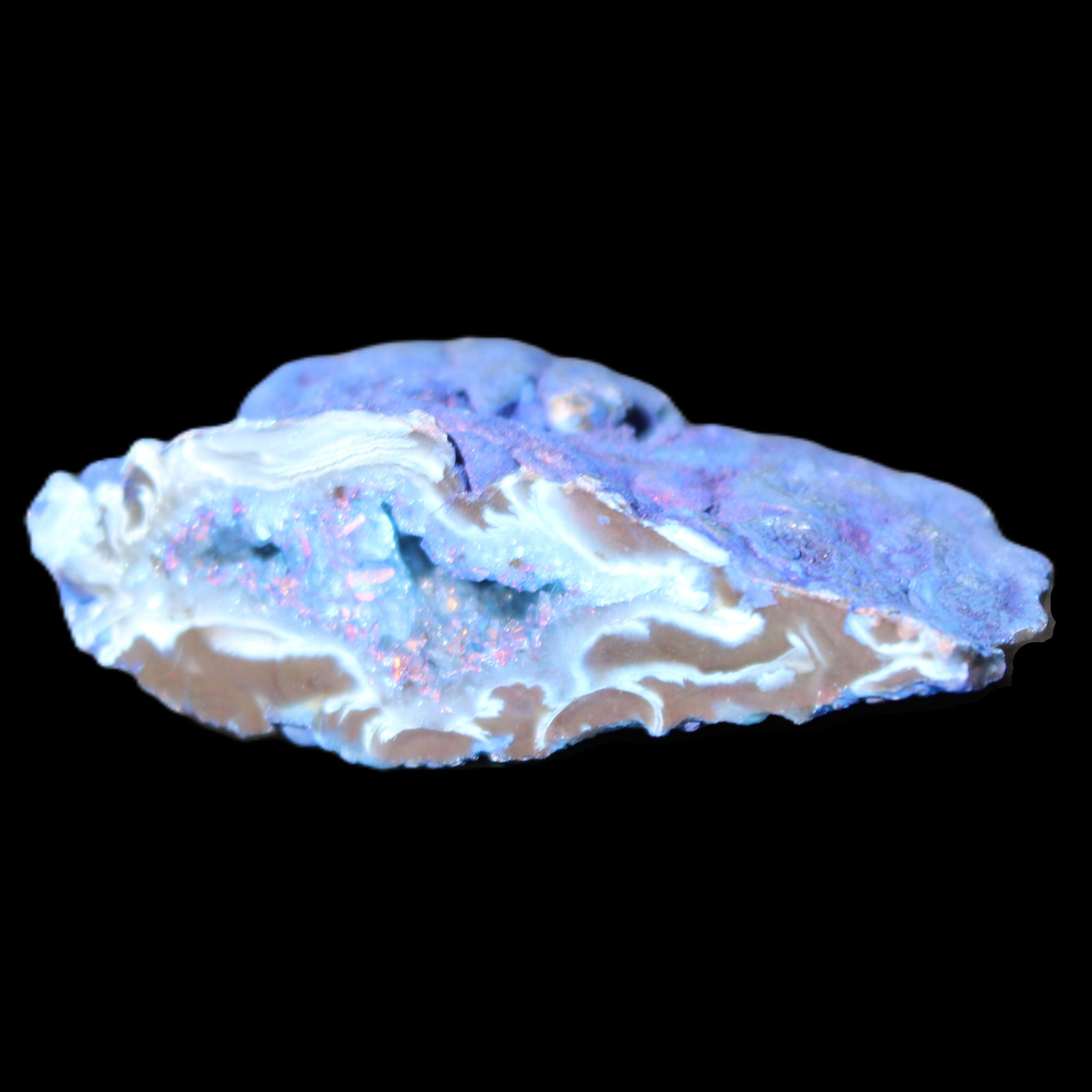 Blue dyed Agate geode 51*34*18mm 32g in sunlight - Rocks and Things Store