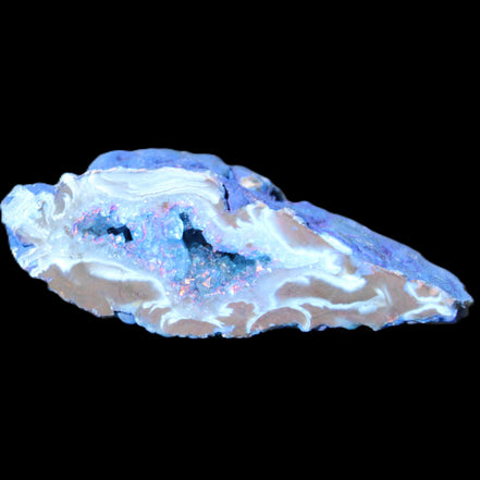 Blue dyed Agate geode 51*34*18mm 32g in sunlight - Rocks and Things Store