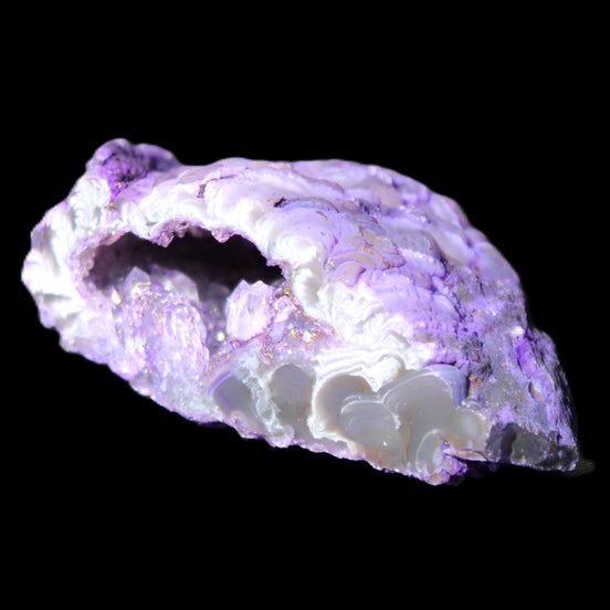 Violet dyed Agate geode 47*30*20mm 31g in sunlight - Rocks and Things Store
