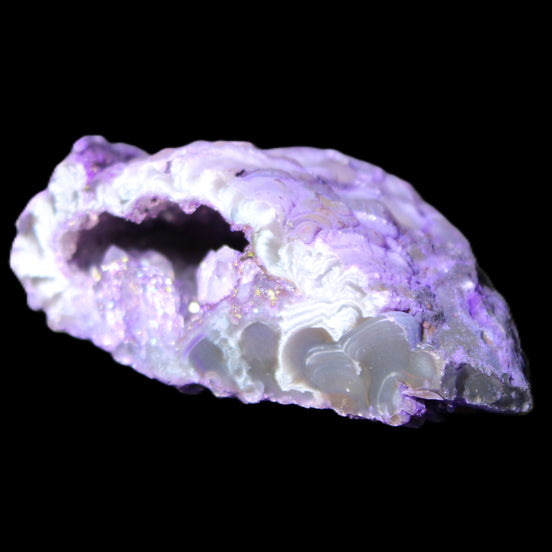 Violet dyed Agate geode 47*30*20mm 31g in sunlight - Rocks and Things Store