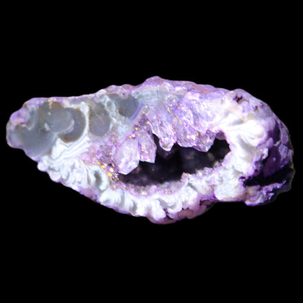 Violet dyed Agate geode 47*30*20mm 31g in sunlight - Rocks and Things Store