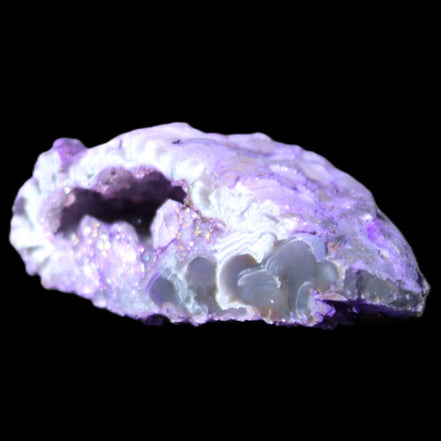 Violet dyed Agate geode 47*30*20mm 31g in sunlight - Rocks and Things Store