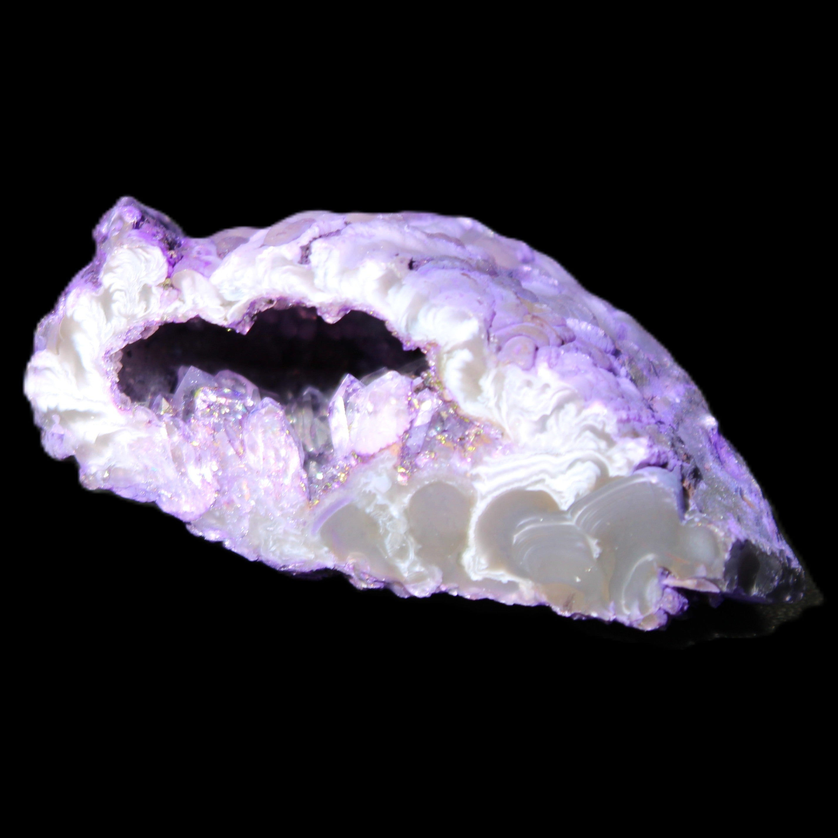 Violet dyed Agate geode 47*30*20mm 31g in sunlight - Rocks and Things Store