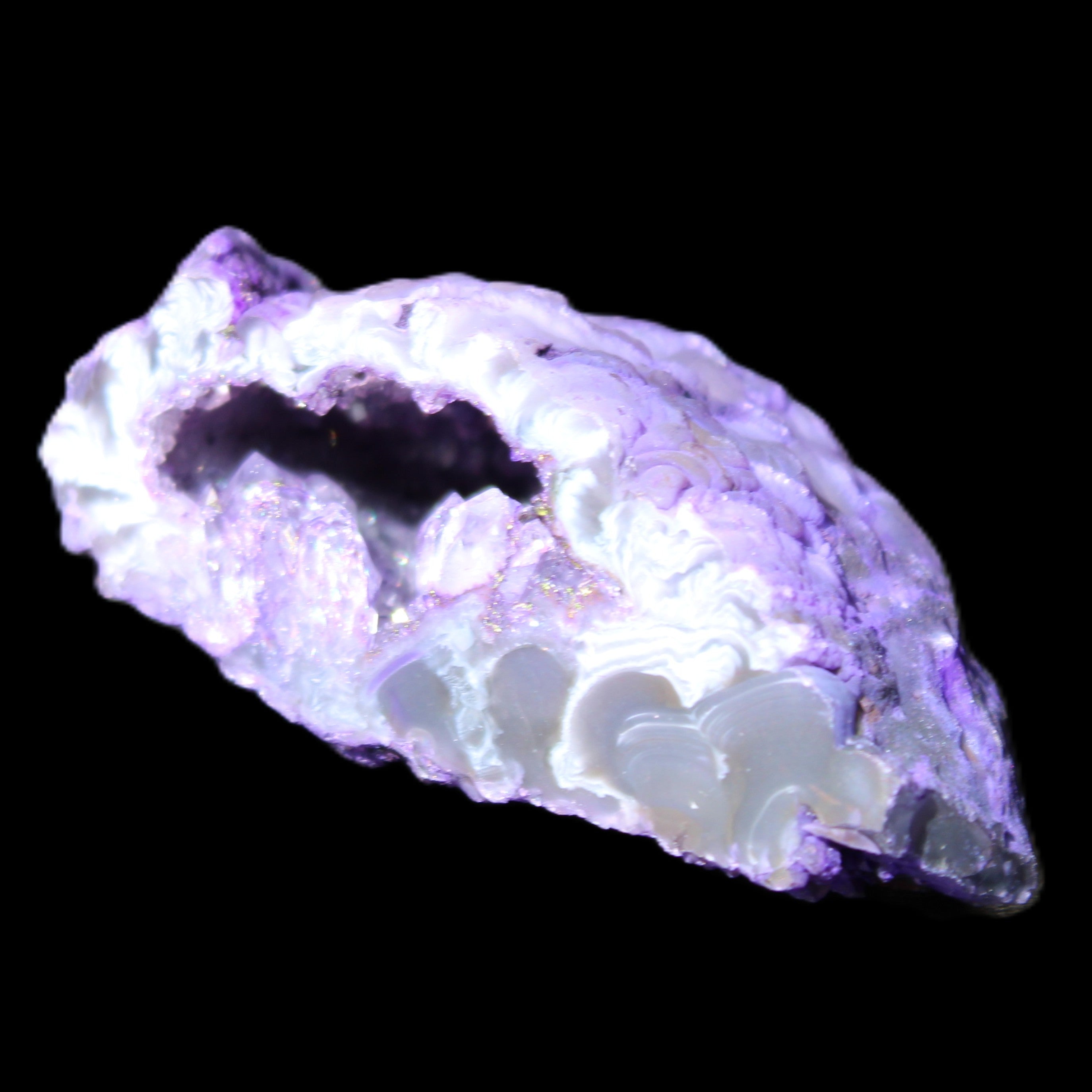 Violet dyed Agate geode 47*30*20mm 31g in sunlight - Rocks and Things Store