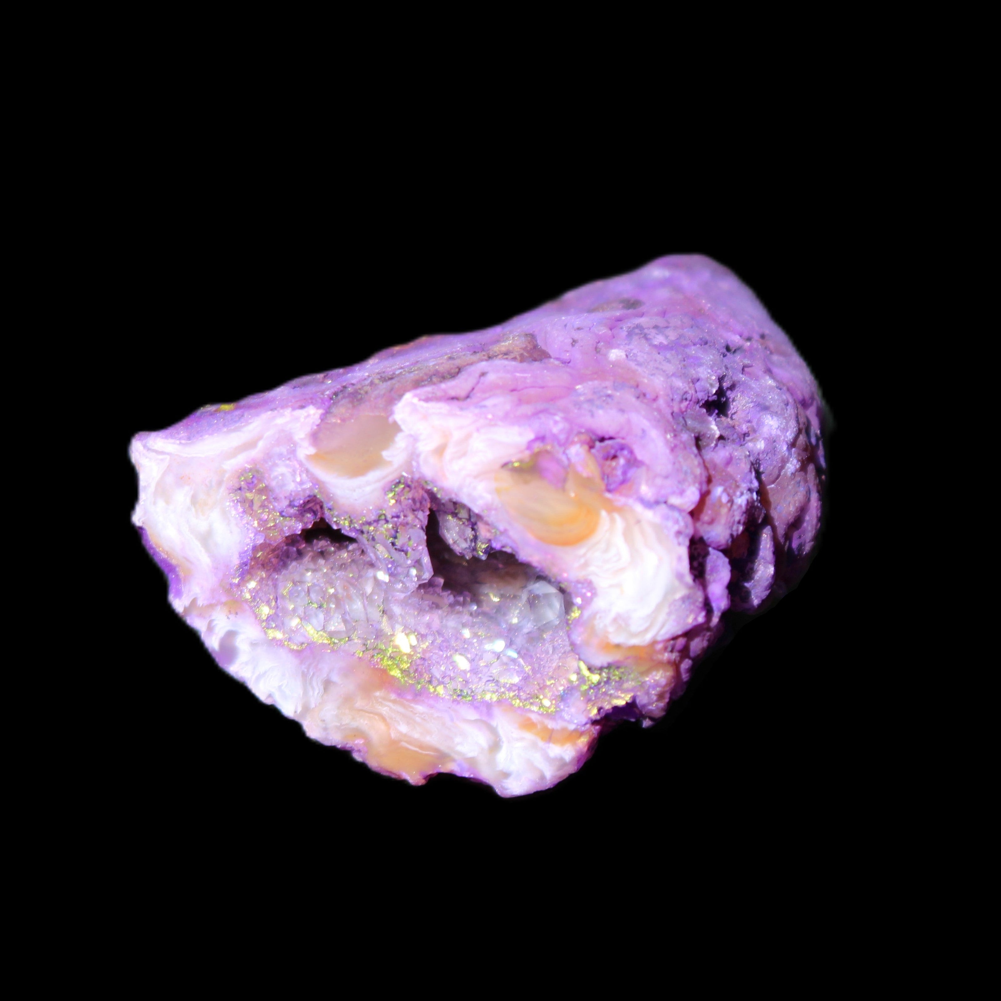 Violet dyed Agate geode 33*39*23mm 28g in sunlight - Rocks and Things Store