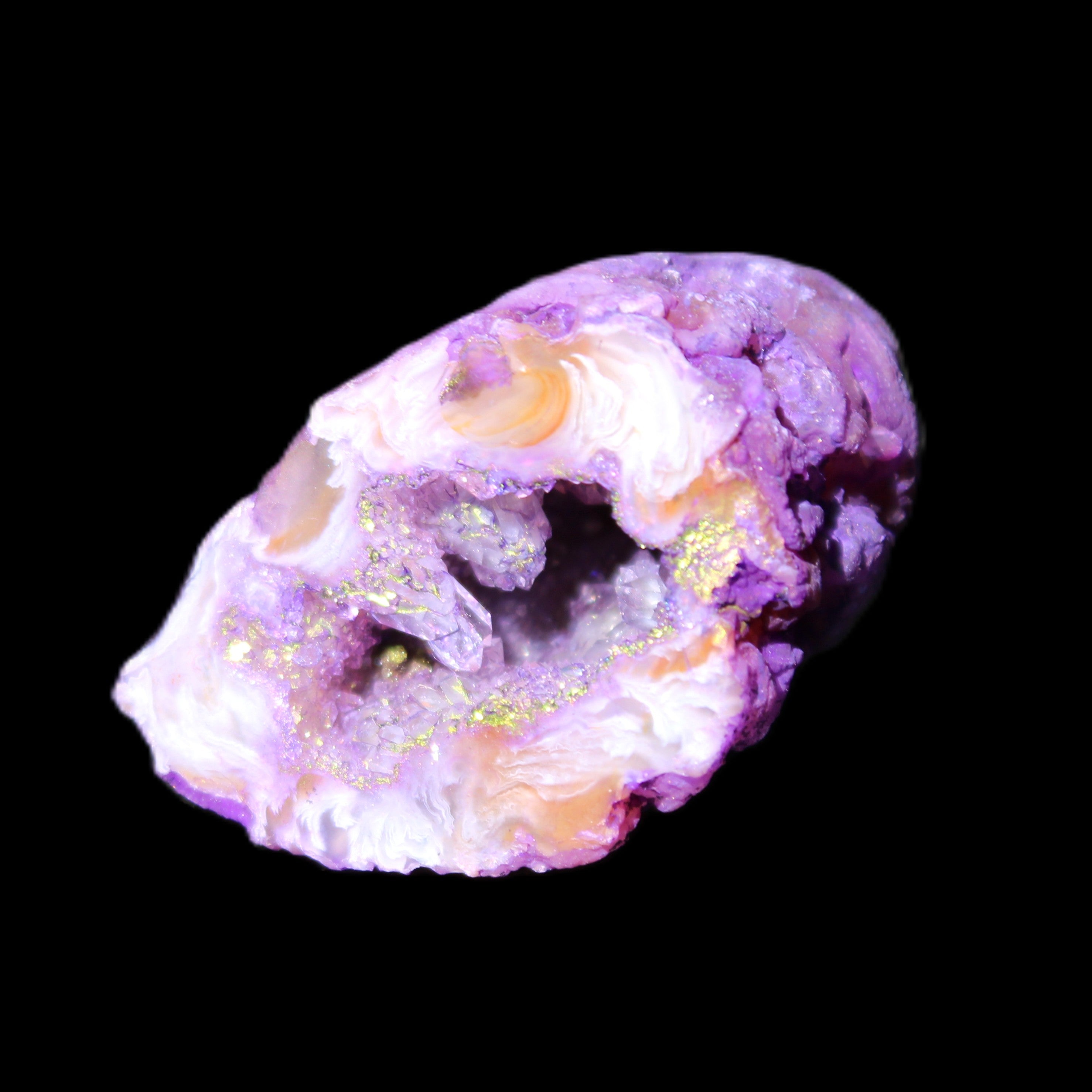 Violet dyed Agate geode 33*39*23mm 28g in sunlight - Rocks and Things Store