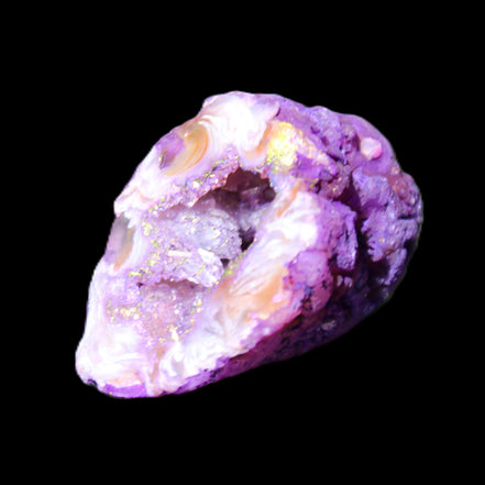 Violet dyed Agate geode 33*39*23mm 28g in sunlight - Rocks and Things Store