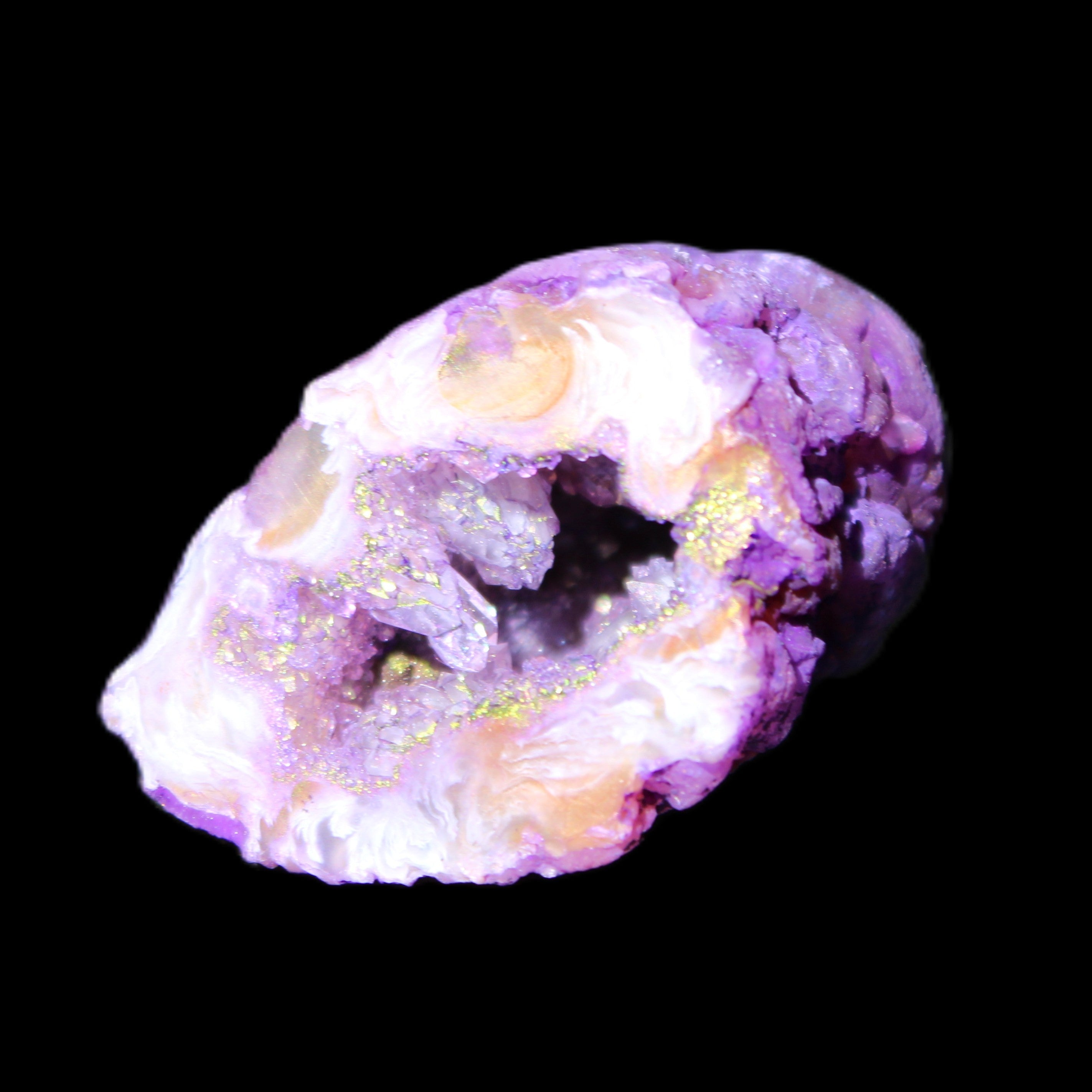 Violet dyed Agate geode 33*39*23mm 28g in sunlight - Rocks and Things Store
