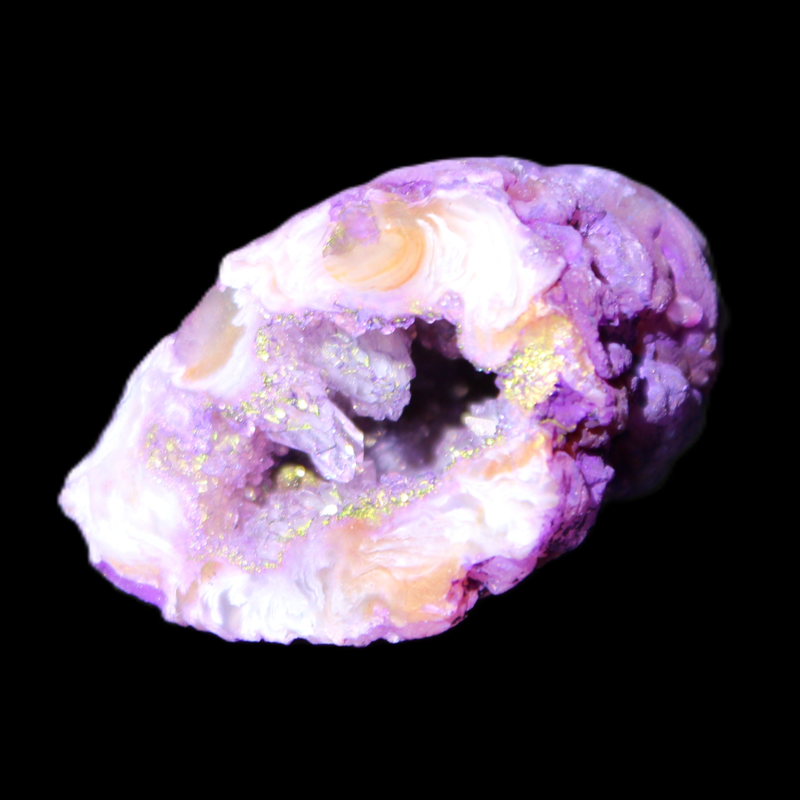 Violet dyed Agate geode 33*39*23mm 28g in sunlight - Rocks and Things Store