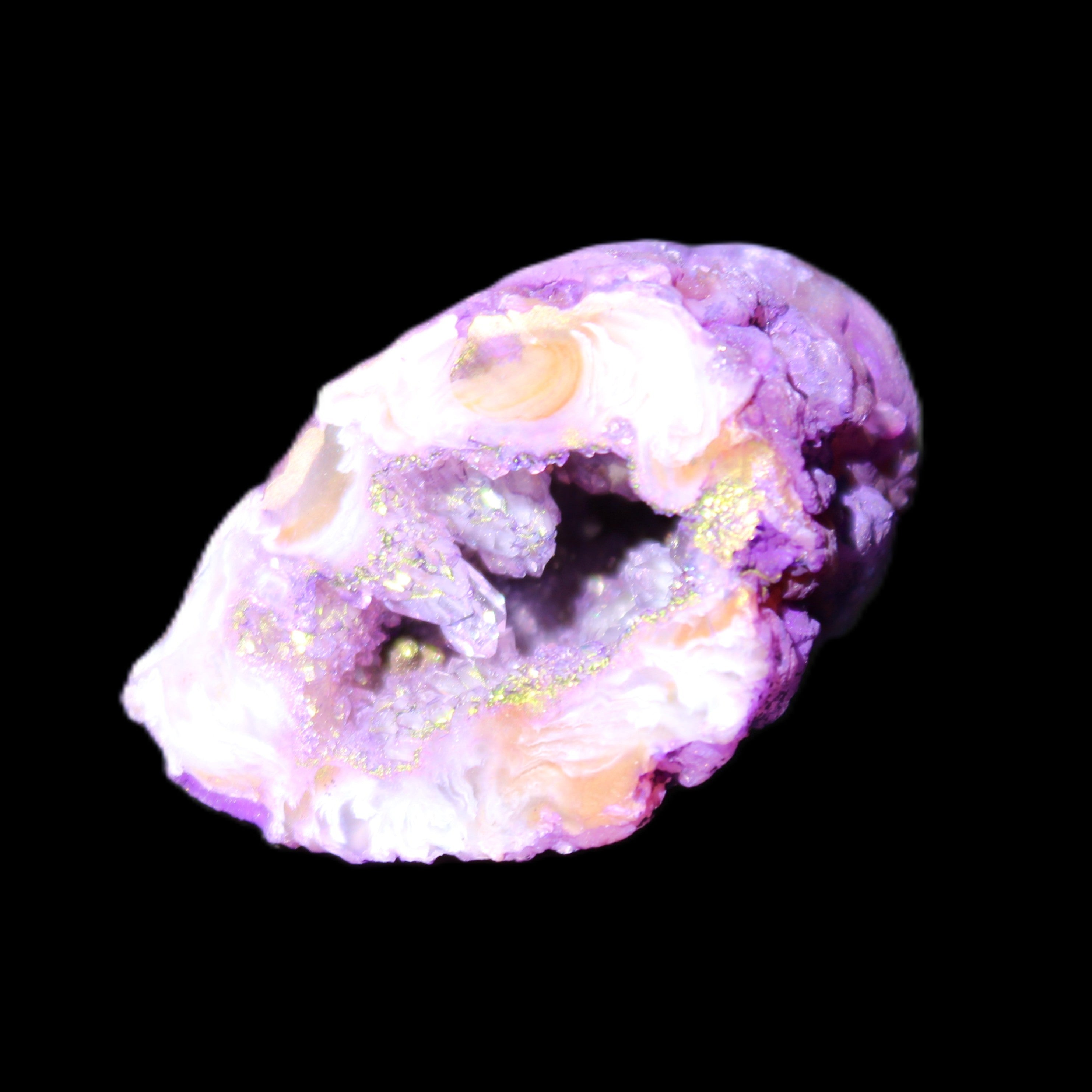 Violet dyed Agate geode 33*39*23mm 28g in sunlight - Rocks and Things Store