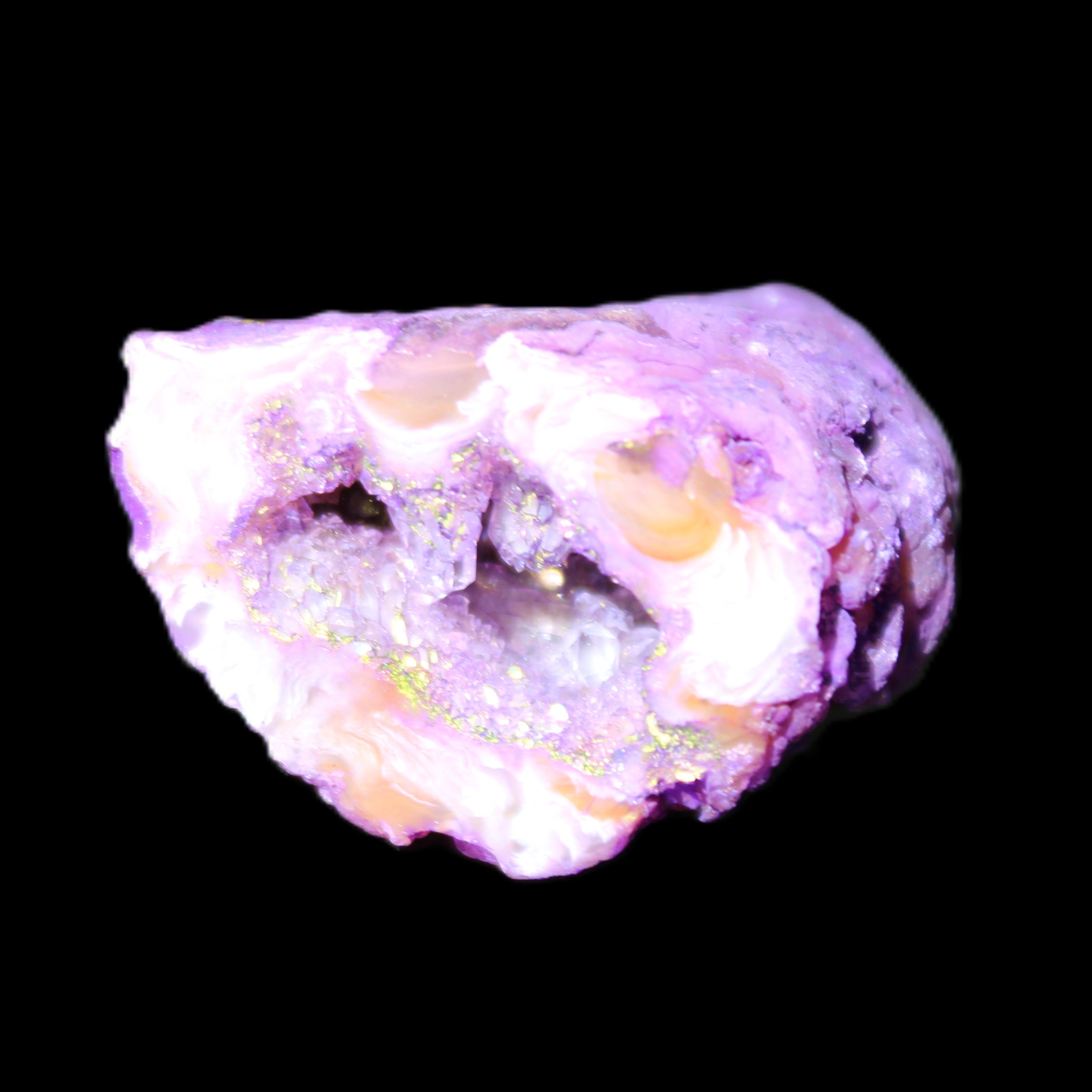 Violet dyed Agate geode 33*39*23mm 28g in sunlight - Rocks and Things Store