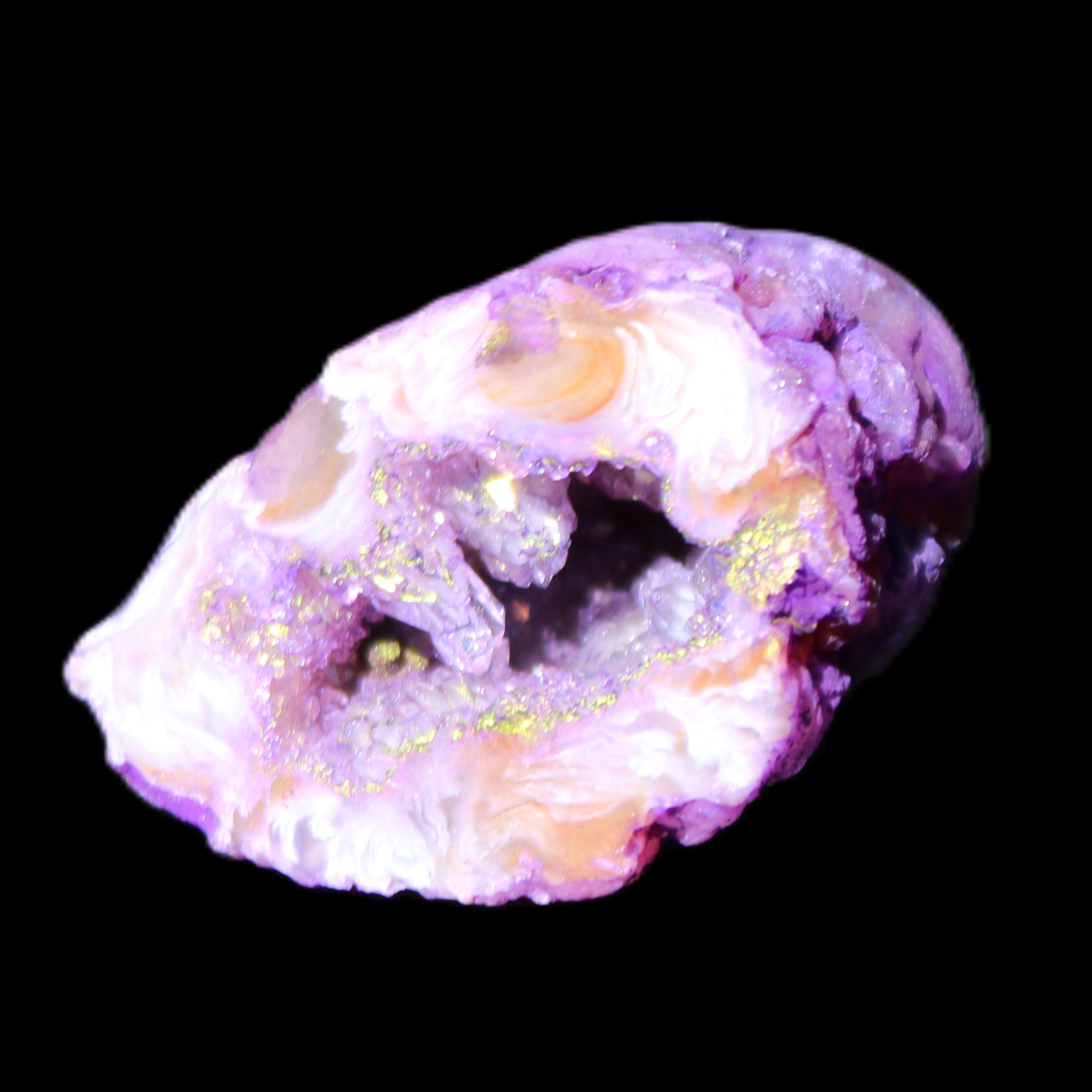 Violet dyed Agate geode 33*39*23mm 28g in sunlight - Rocks and Things Store