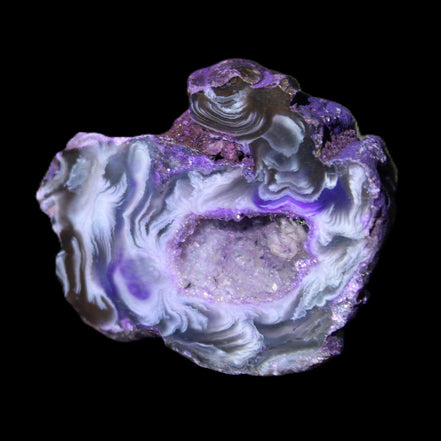 Violet dyed Agate geode 37*30*18mm 24g in sunlight - Rocks and Things Store
