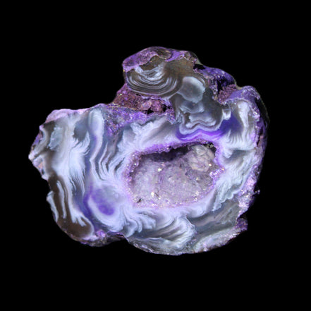 Violet dyed Agate geode 37*30*18mm 24g in sunlight - Rocks and Things Store