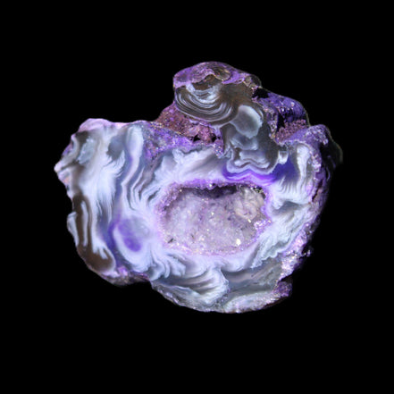 Violet dyed Agate geode 37*30*18mm 24g in sunlight - Rocks and Things Store