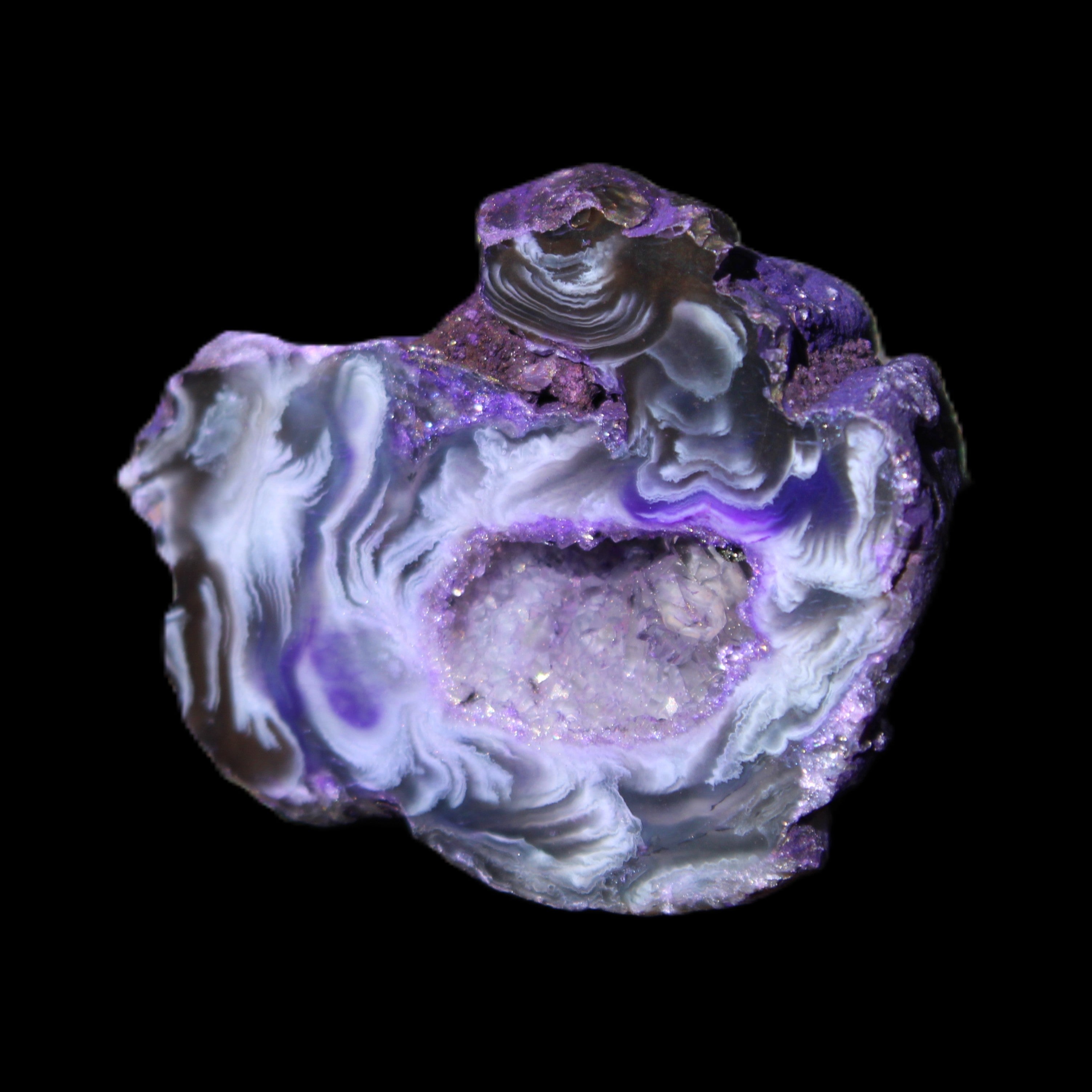 Violet dyed Agate geode 37*30*18mm 24g in sunlight - Rocks and Things Store