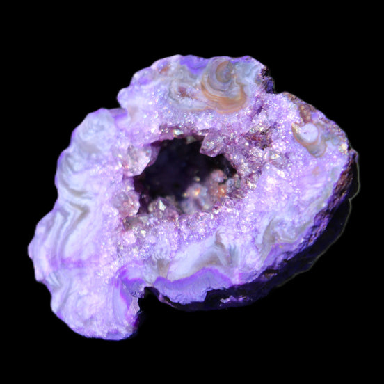 Violet dyed Agate geode 45*34*27mm 34g in sunlight - Rocks and Things Store