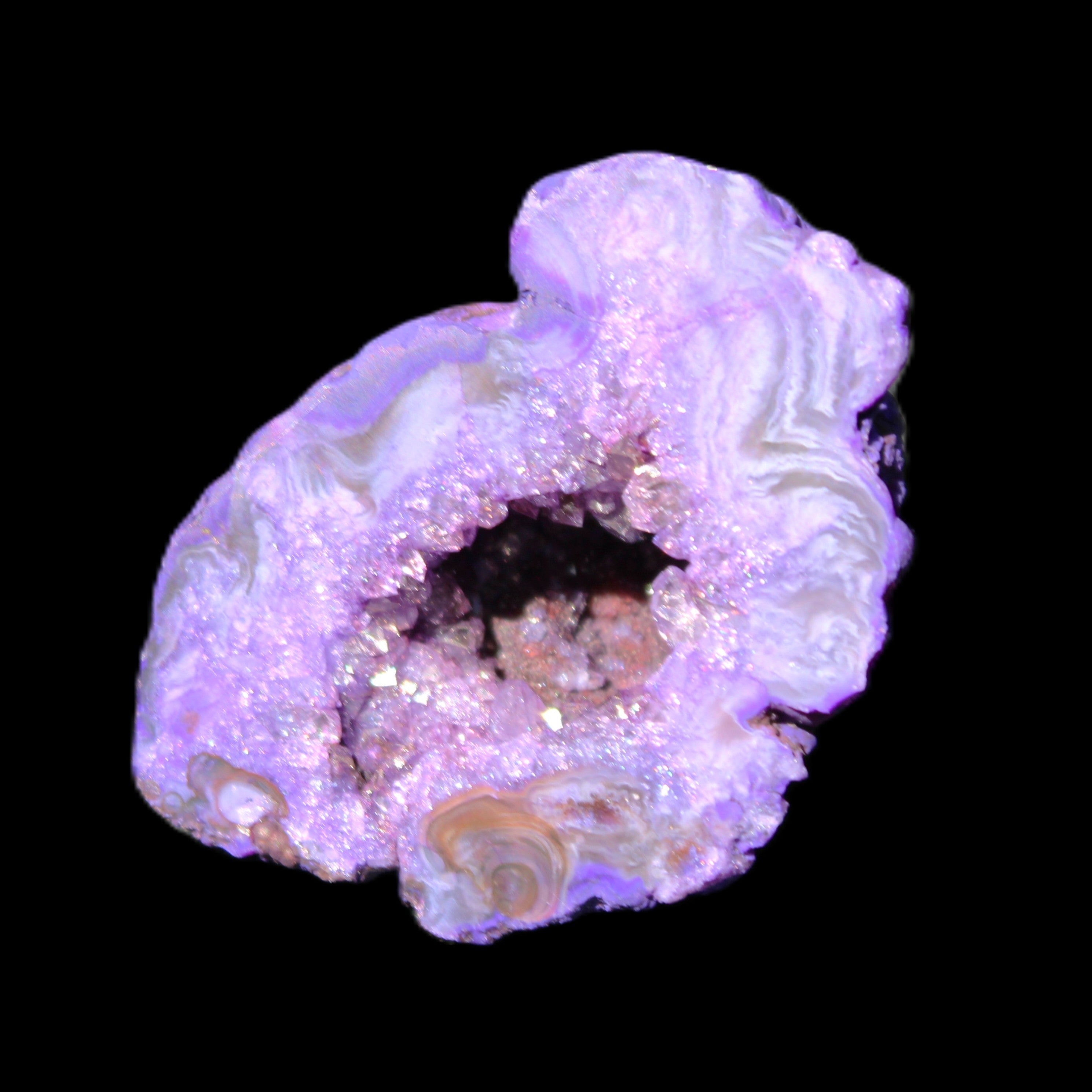Violet dyed Agate geode 45*34*27mm 34g in sunlight - Rocks and Things Store