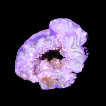 Violet dyed Agate geode 45*34*27mm 34g in sunlight - Rocks and Things Store