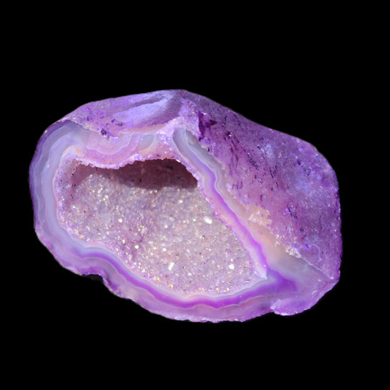 Violet dyed Agate geode 43*27*21mm 20g in sunlight - Rocks and Things Store