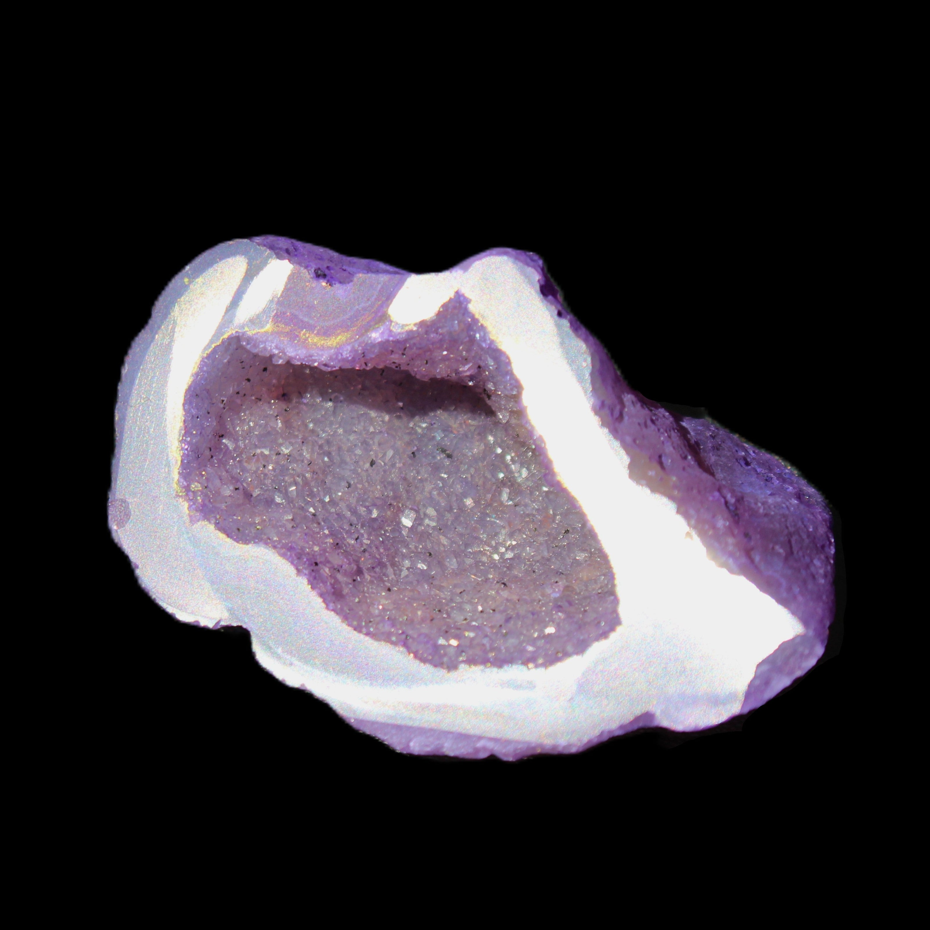 Violet dyed Agate geode 43*27*21mm 20g in sunlight - Rocks and Things Store