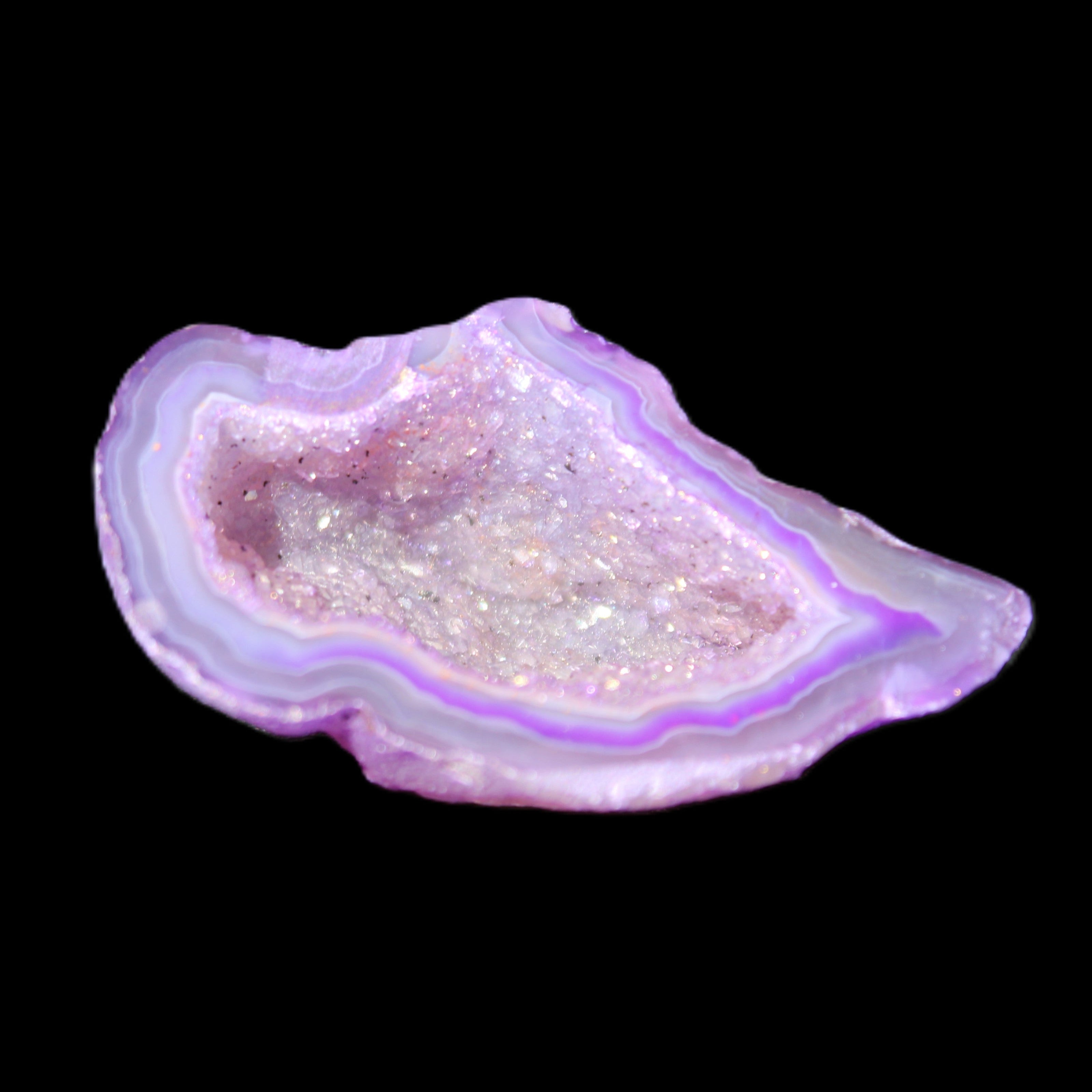 Violet dyed Agate geode 43*27*21mm 20g in sunlight - Rocks and Things Store