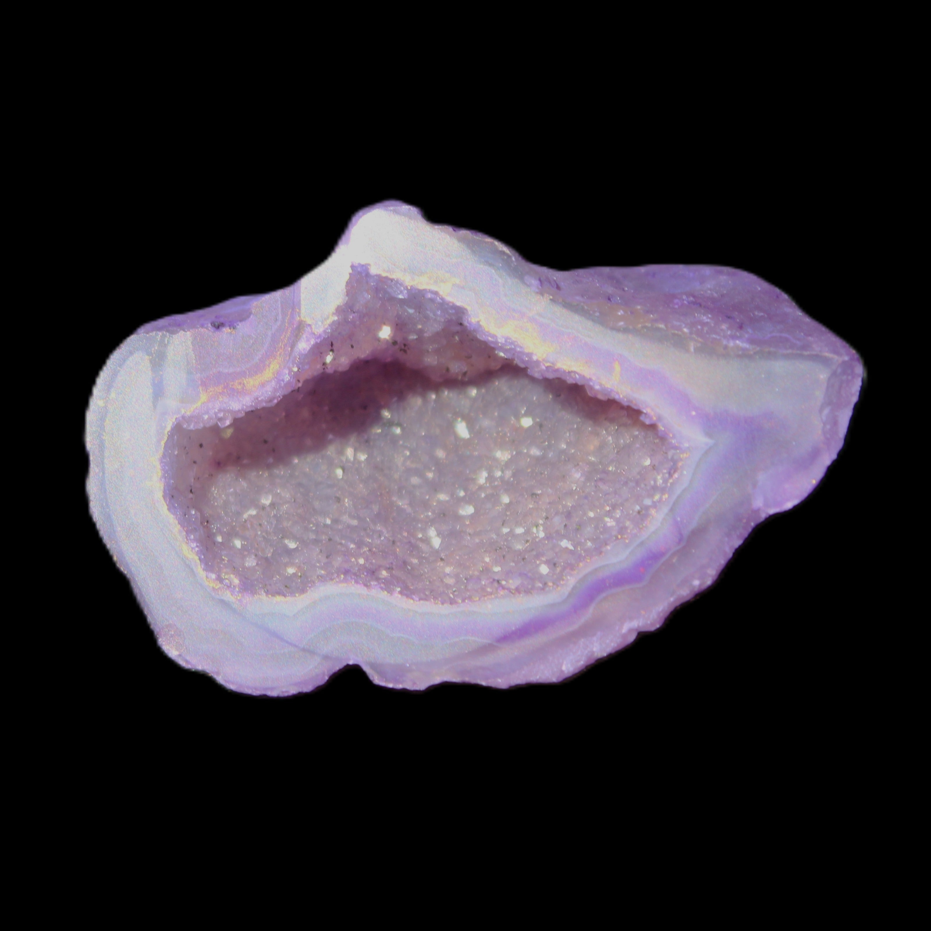 Violet dyed Agate geode 43*27*21mm 20g in sunlight - Rocks and Things Store