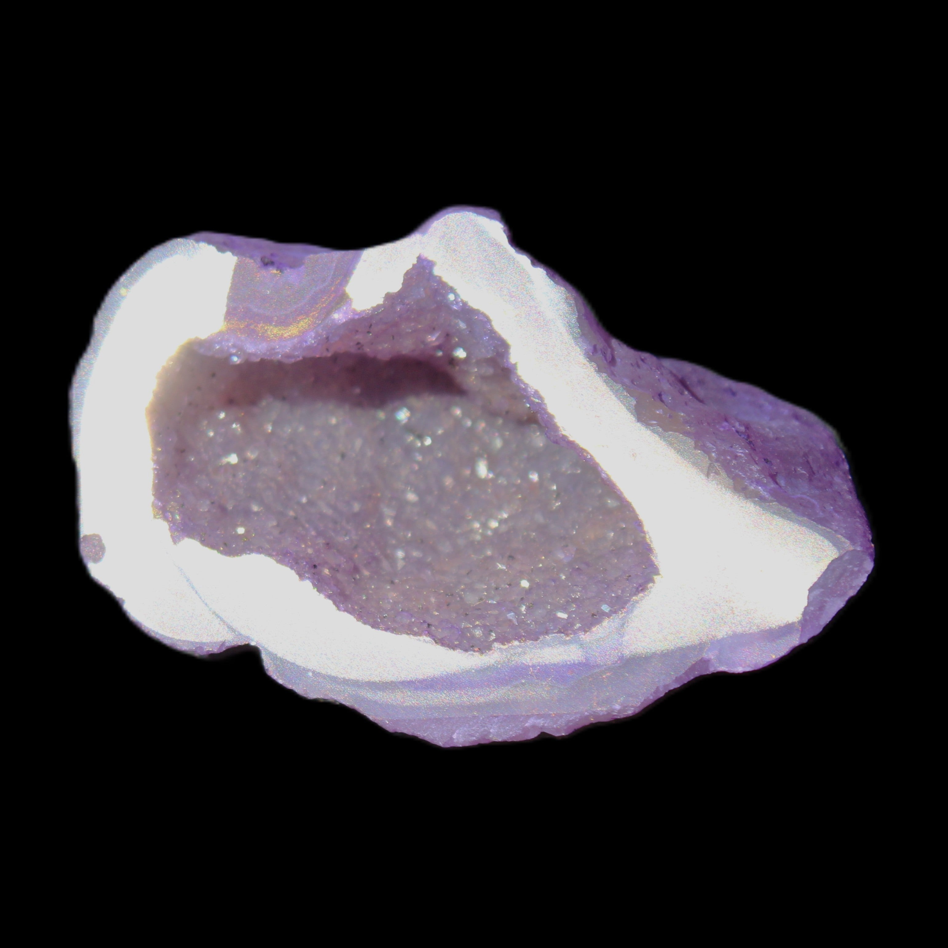 Violet dyed Agate geode 43*27*21mm 20g in sunlight - Rocks and Things Store
