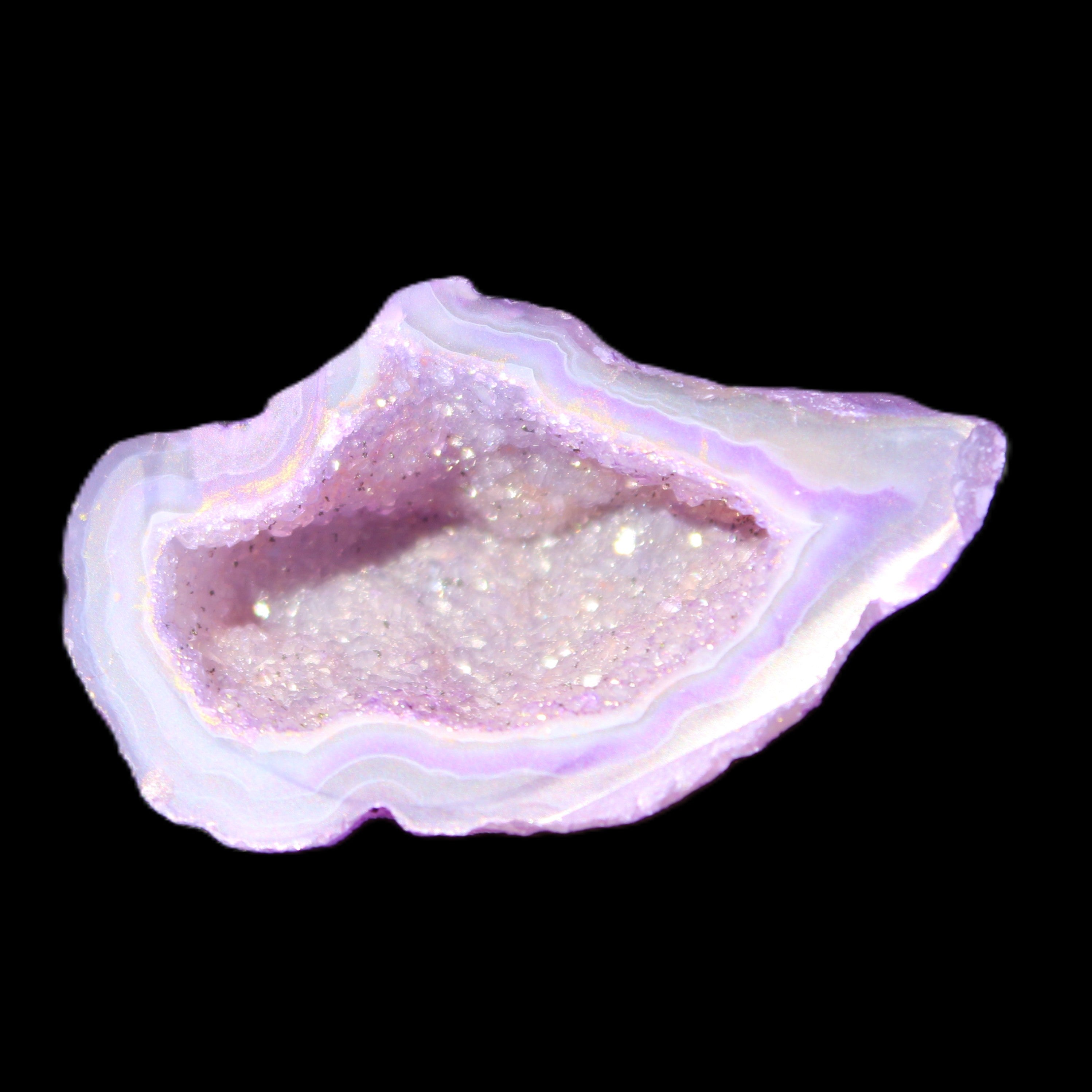 Violet dyed Agate geode 43*27*21mm 20g in sunlight - Rocks and Things Store