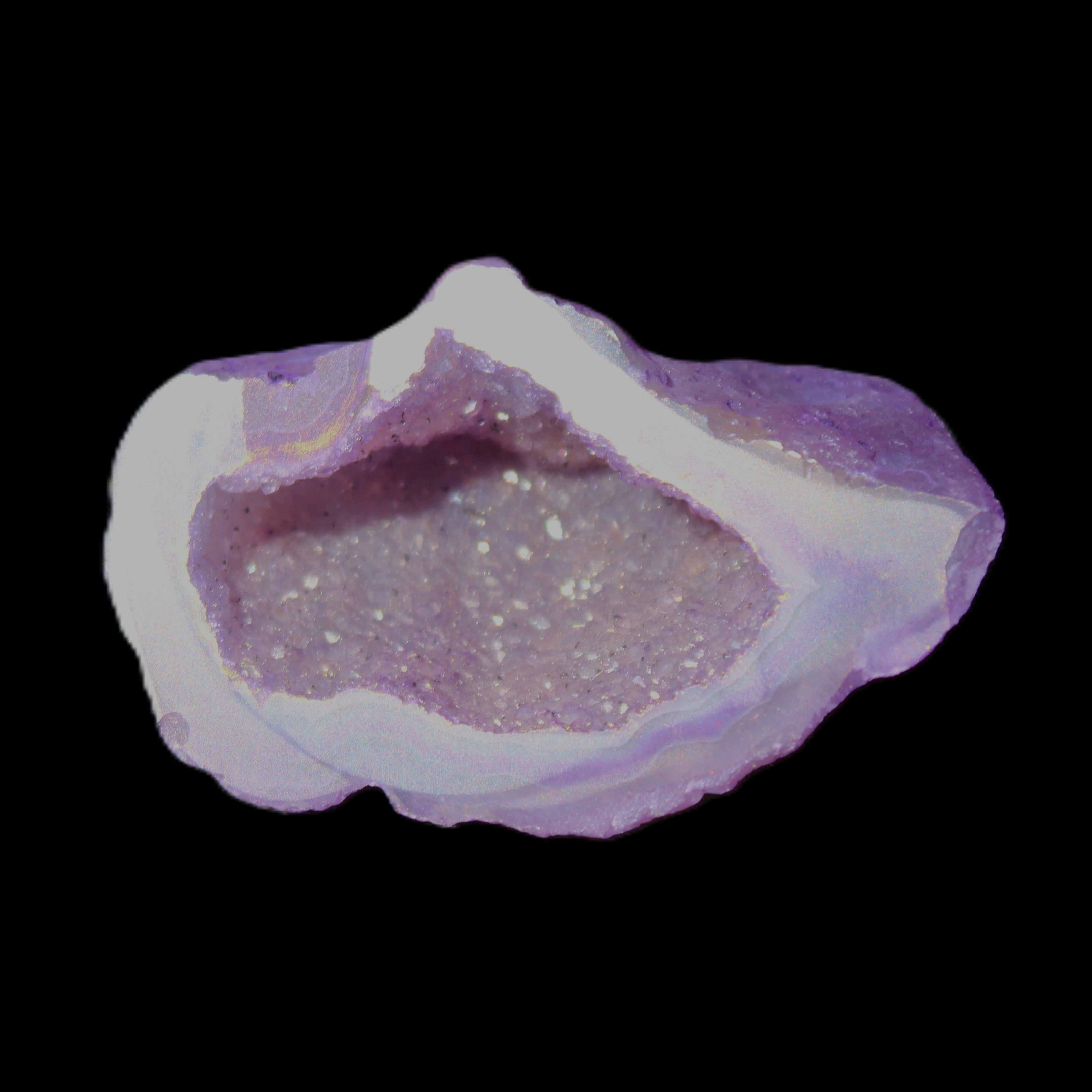 Violet dyed Agate geode 43*27*21mm 20g in sunlight - Rocks and Things Store