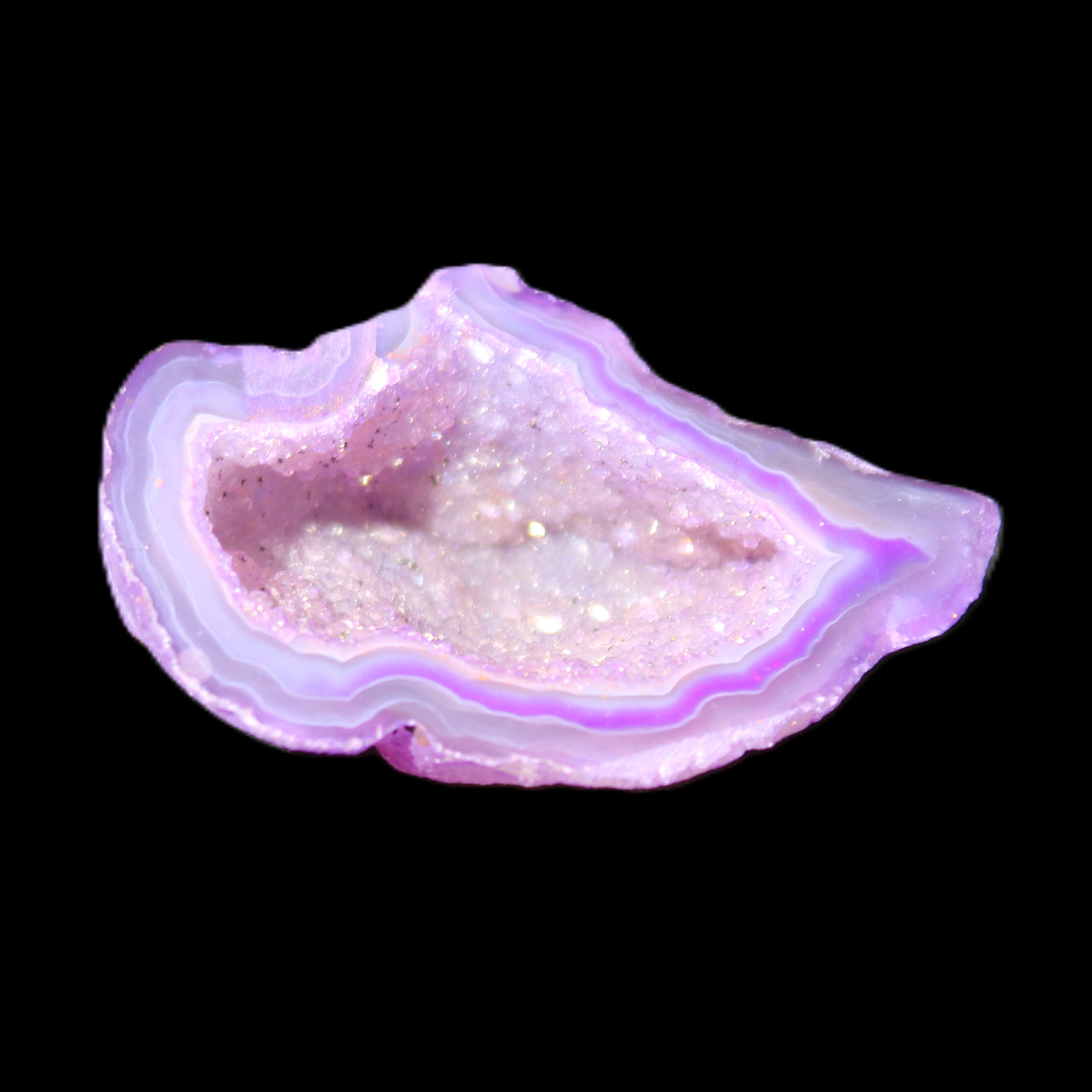 Violet dyed Agate geode 43*27*21mm 20g in sunlight - Rocks and Things Store