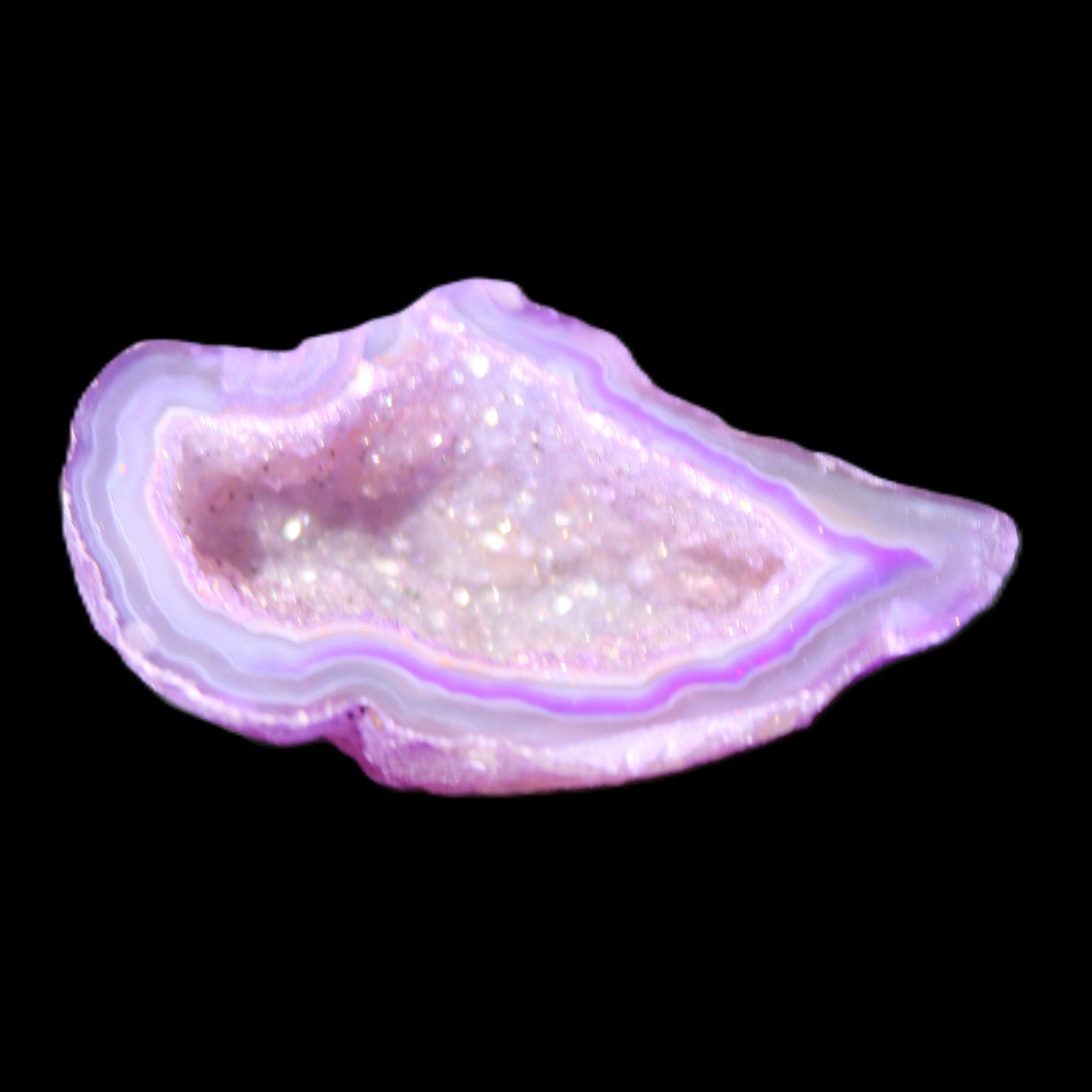 Violet dyed Agate geode 43*27*21mm 20g in sunlight - Rocks and Things Store