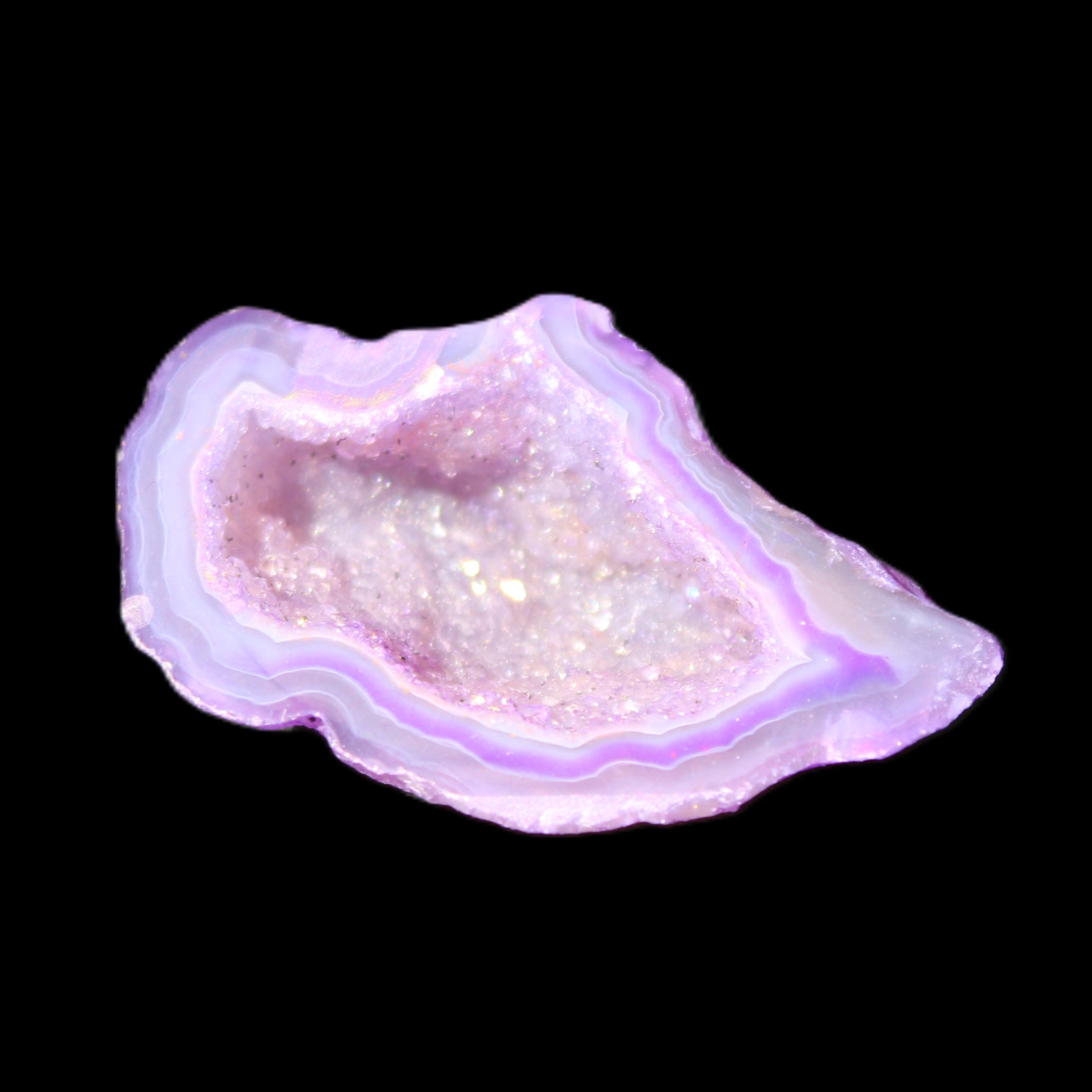 Violet dyed Agate geode 43*27*21mm 20g in sunlight - Rocks and Things Store