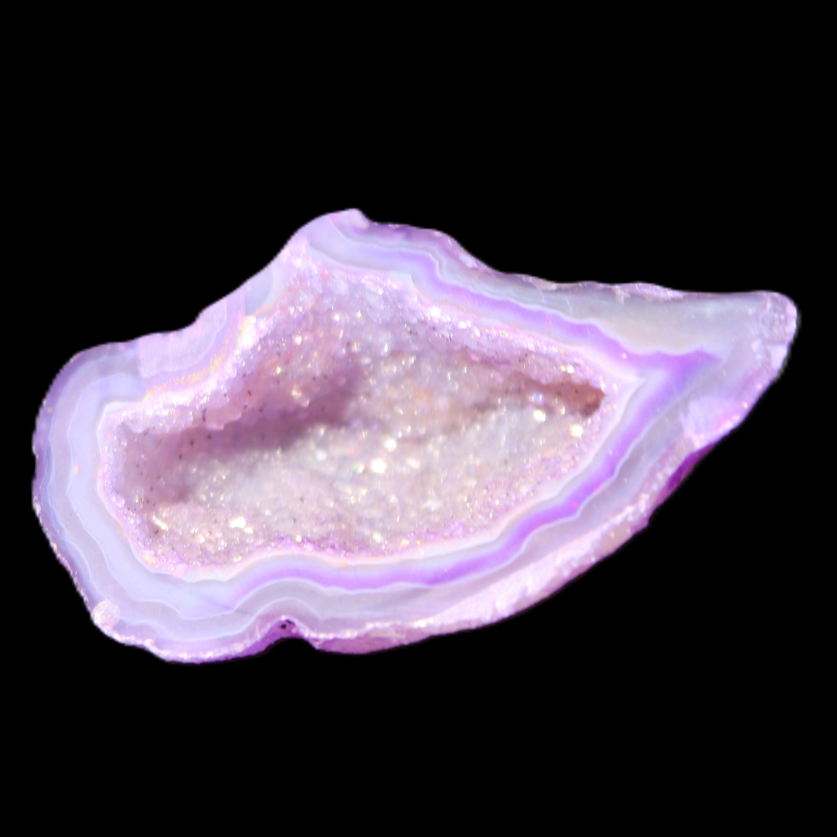 Violet dyed Agate geode 43*27*21mm 20g in sunlight - Rocks and Things Store