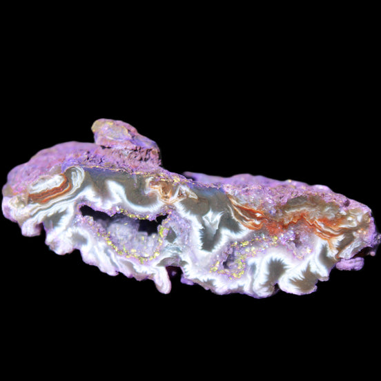 Violet dyed Agate geode 54*20*33mm 31g in sunlight - Rocks and Things Store