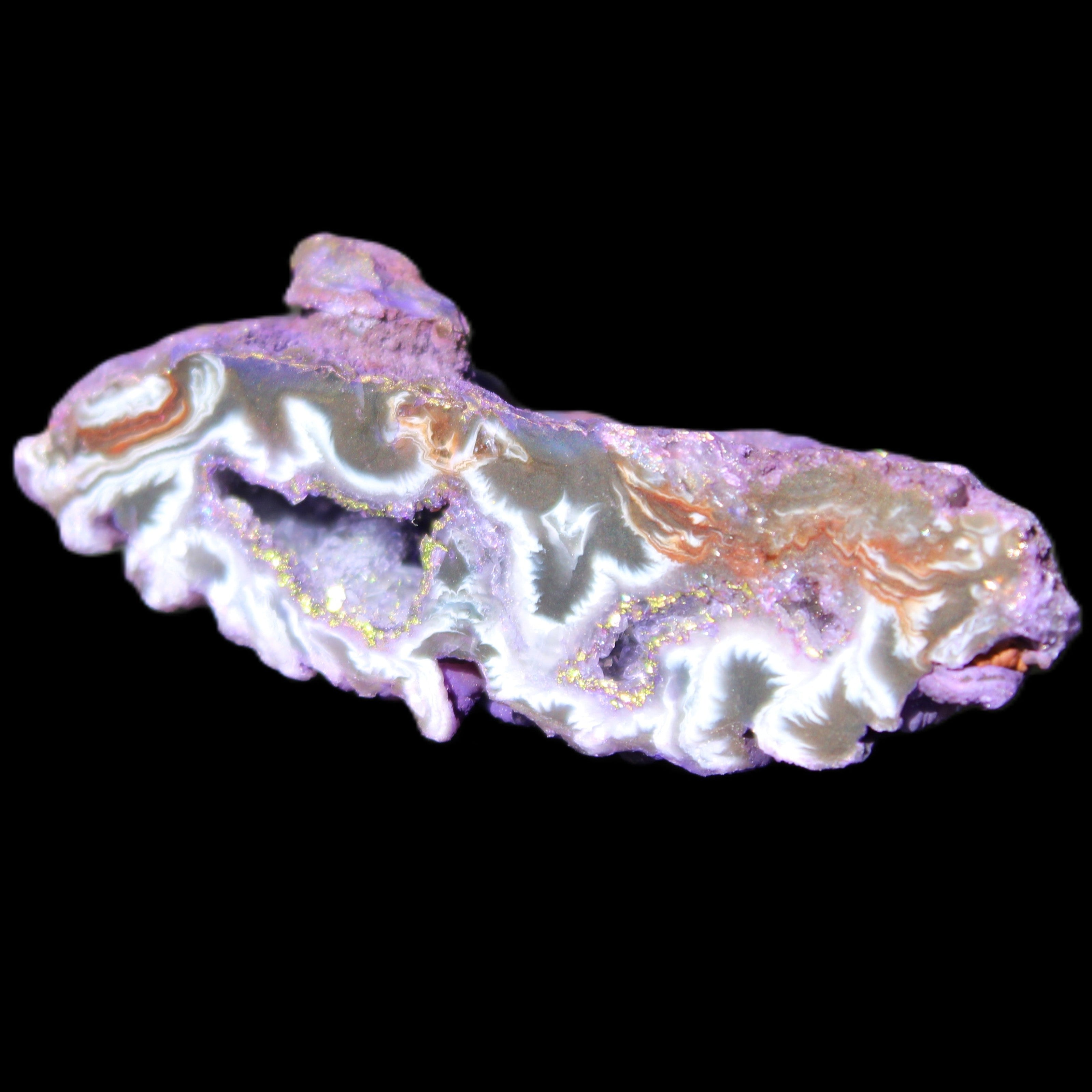 Violet dyed Agate geode 54*20*33mm 31g in sunlight - Rocks and Things Store