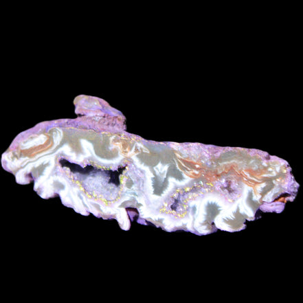 Violet dyed Agate geode 54*20*33mm 31g in sunlight - Rocks and Things Store