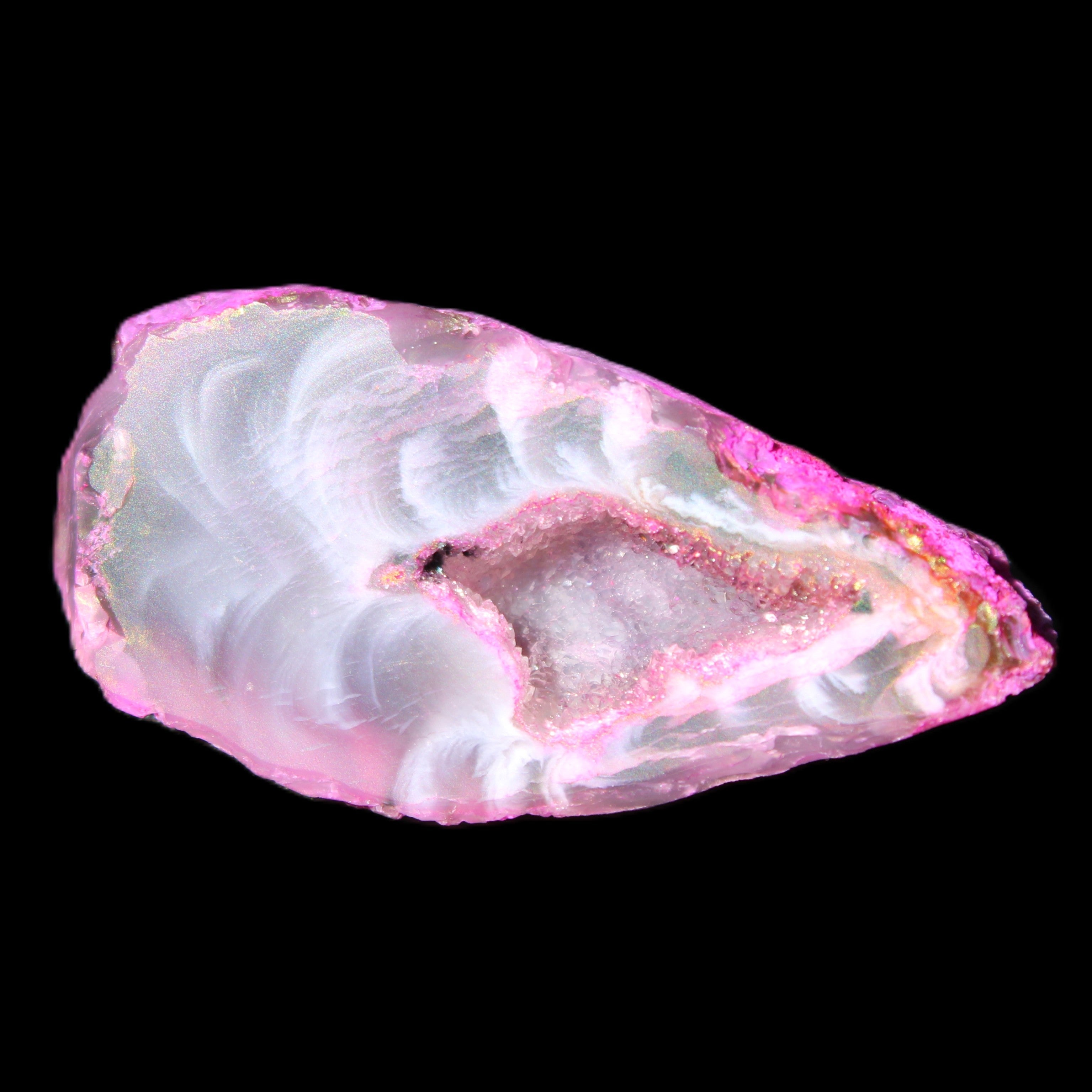 Magenta dyed Agate geode 41*22*14mm 20g in sunlight - Rocks and Things Store