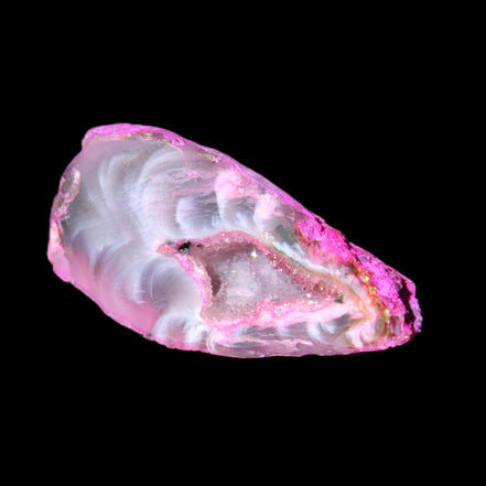 Magenta dyed Agate geode 41*22*14mm 20g in sunlight - Rocks and Things Store