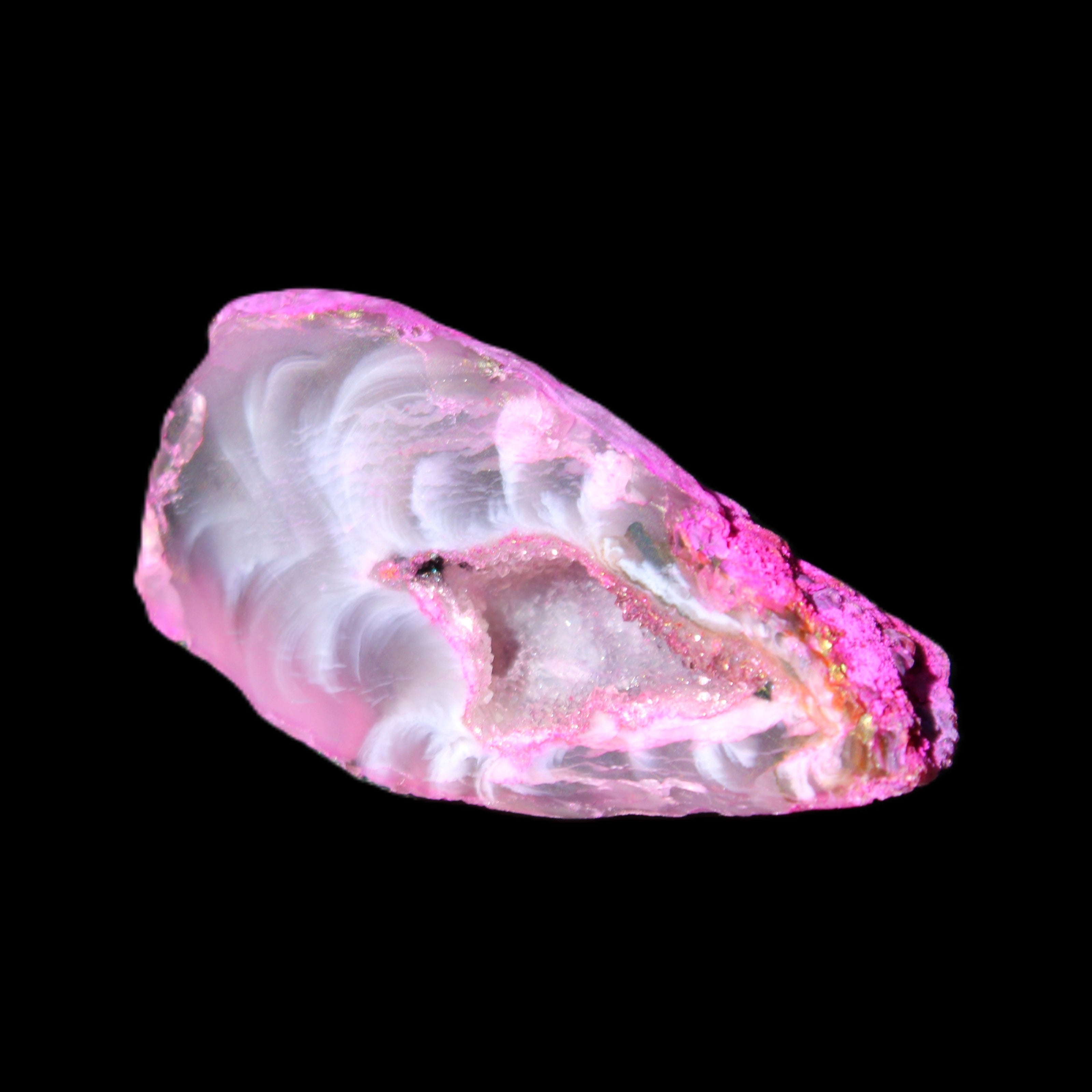 Magenta dyed Agate geode 41*22*14mm 20g in sunlight - Rocks and Things Store