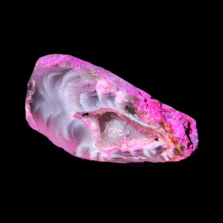 Magenta dyed Agate geode 41*22*14mm 20g in sunlight - Rocks and Things Store