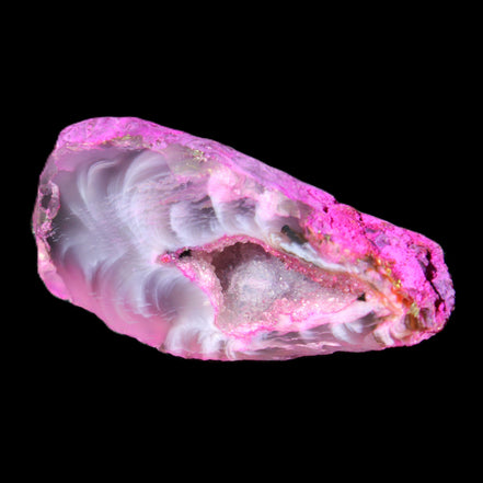 Magenta dyed Agate geode 41*22*14mm 20g in sunlight - Rocks and Things Store