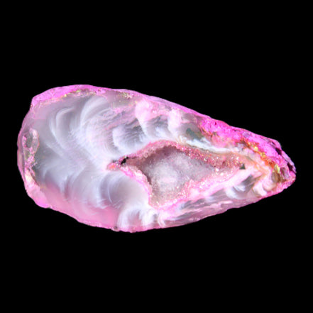 Magenta dyed Agate geode 41*22*14mm 20g in sunlight - Rocks and Things Store