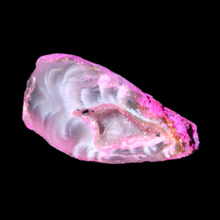 Magenta dyed Agate geode 41*22*14mm 20g in sunlight - Rocks and Things Store
