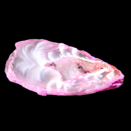 Magenta dyed Agate geode 41*22*14mm 20g in sunlight - Rocks and Things Store