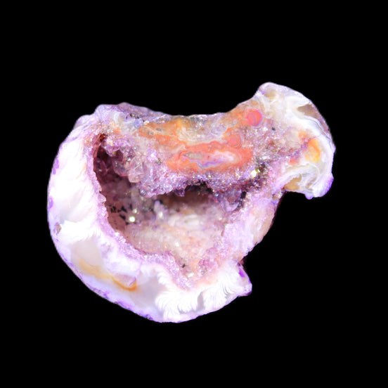 Violet dyed Agate geode 37*28*22mm 21g in sunlight - Rocks and Things Store