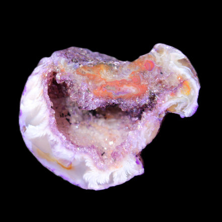 Violet dyed Agate geode 37*28*22mm 21g in sunlight - Rocks and Things Store